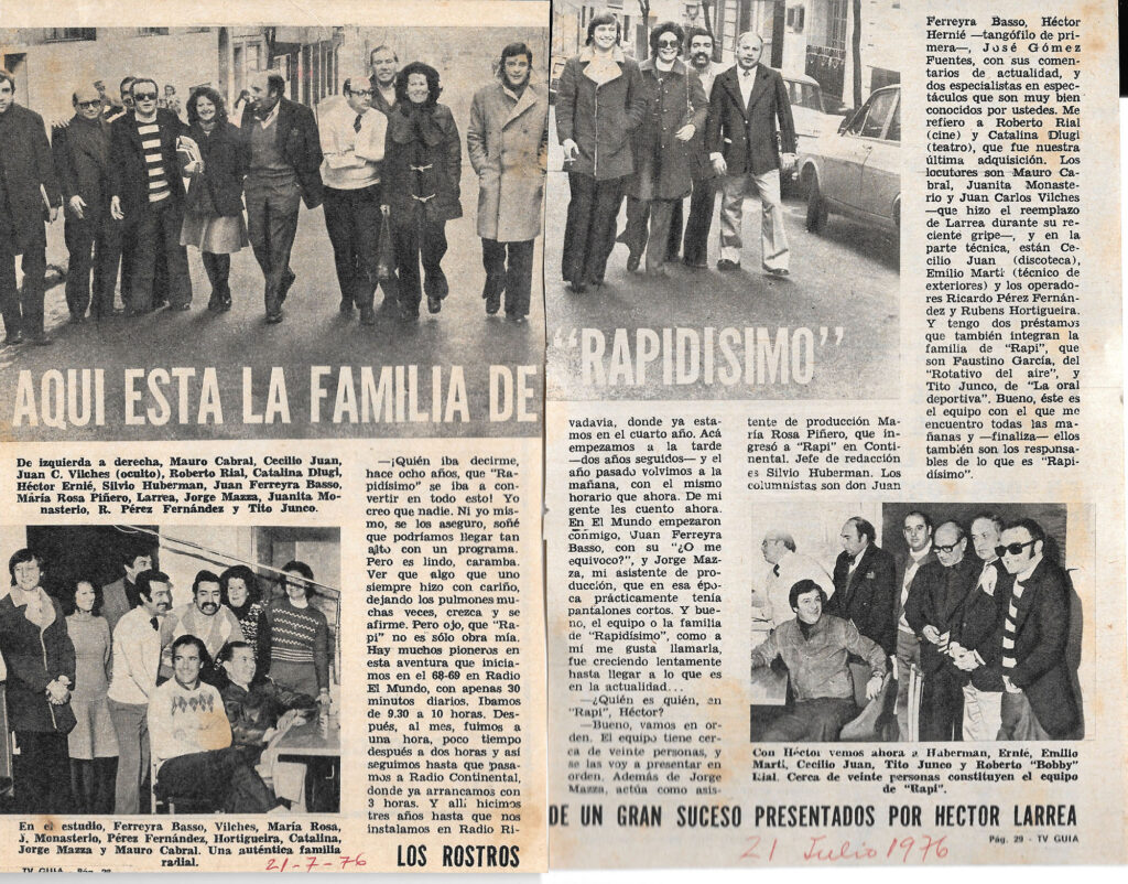 Rapidísimo - nota TV Guía - 21-07-1976