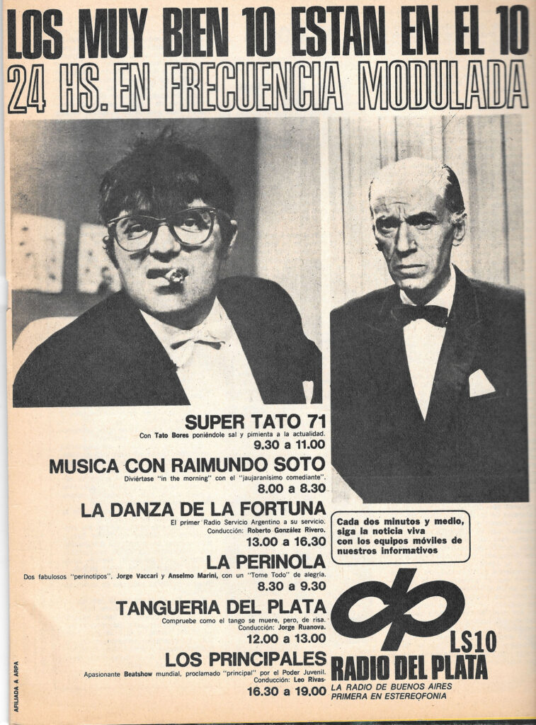 LS 10 Radio del Plata FM - muestra de programación 23-05-1971